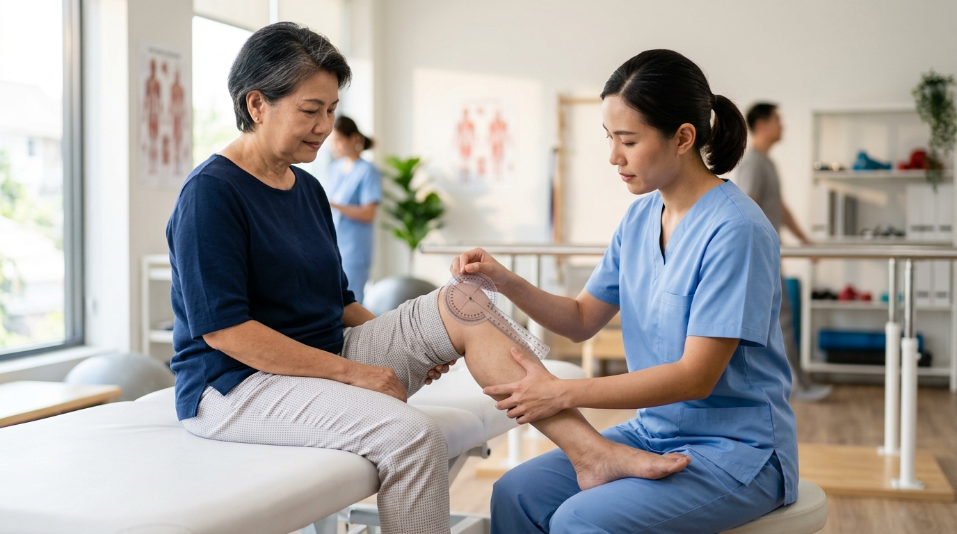 การเคลื่อนไหวข้อเข่าปวดเข่าเสื่อมในคนไข้สูงอายุ