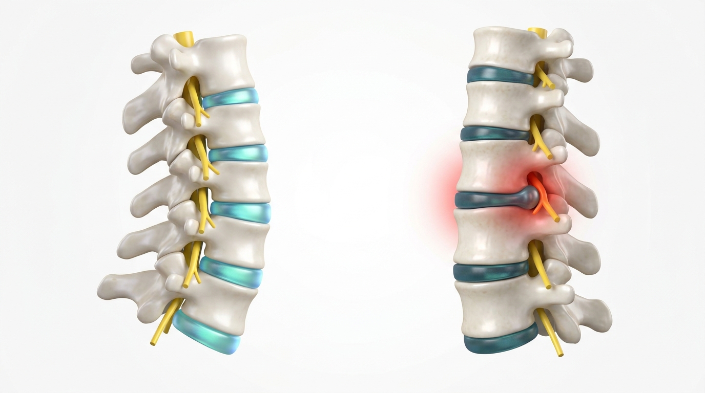 ภาพเปรียบเทียบกระดูกคอปกติกับกระดูกคอที่ตรงจาก Tech Neck ก้มมือถือเรื้อรัง